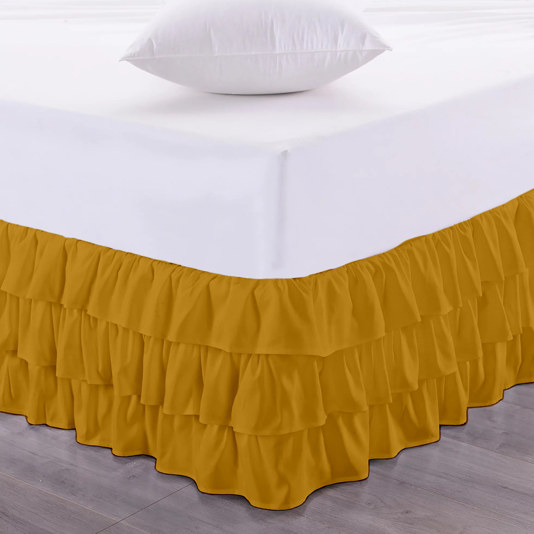 Gold Multi Ruffle Bed Skirt Comfy Solid