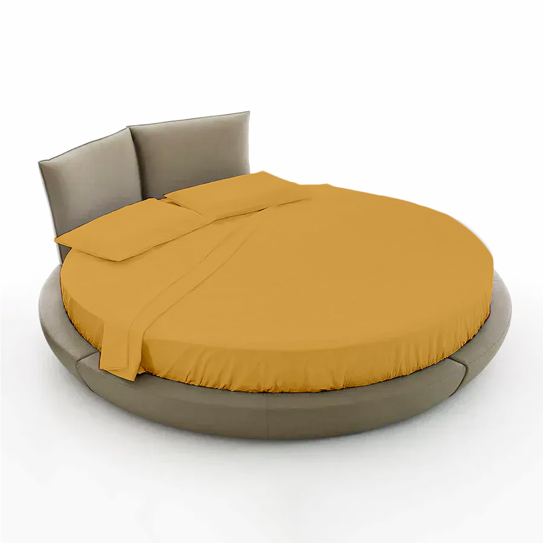 Gold Round Bed Sheets Set comfy Solid Sateen