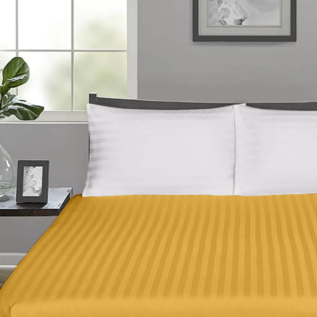 Gold Stripe Fitted Sheet Comfy Sateen