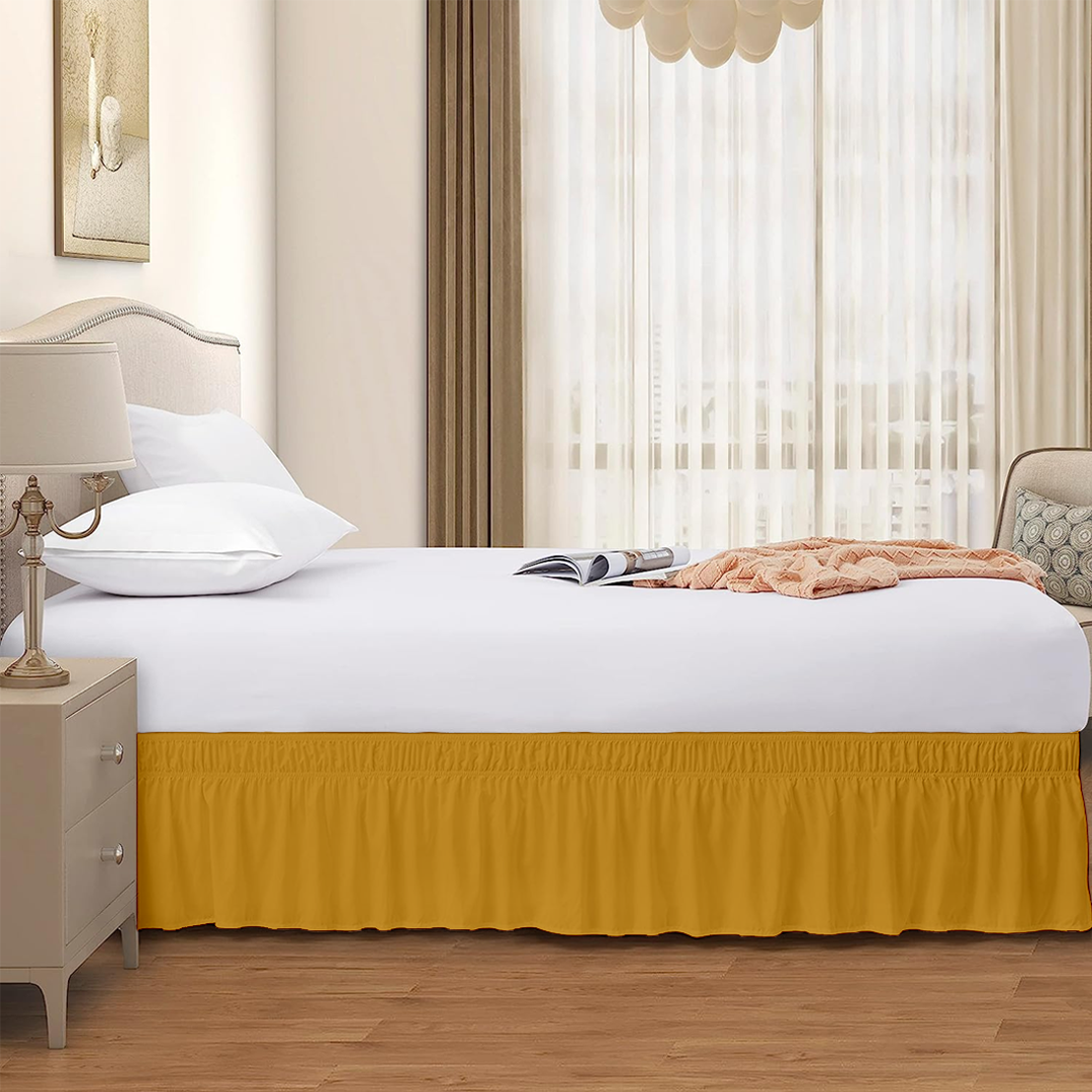 Gold Wrap Around Bed Skirt Solid Comfy Sateen