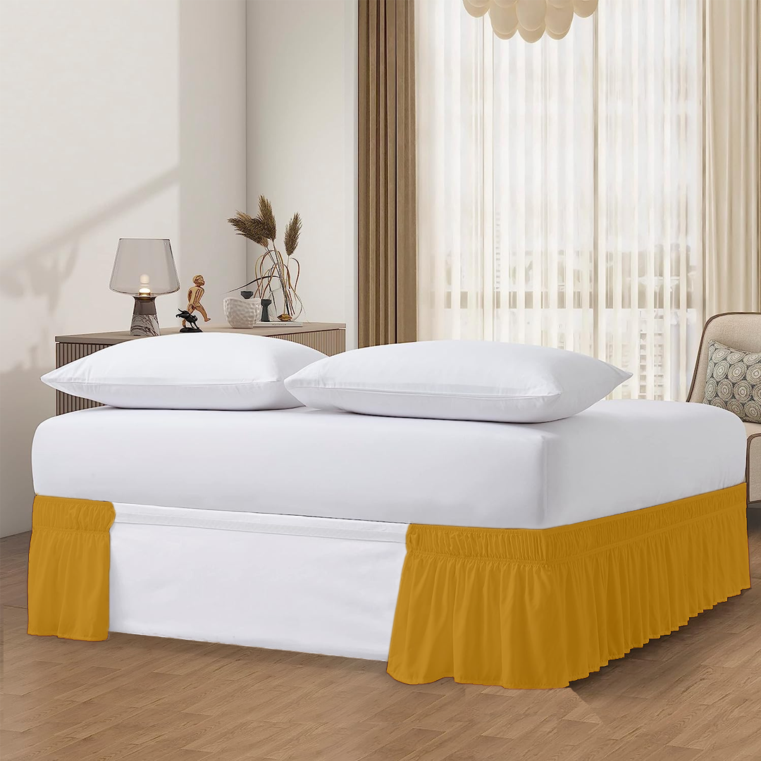 Gold Wrap Around Bed Skirt Solid Comfy Sateen