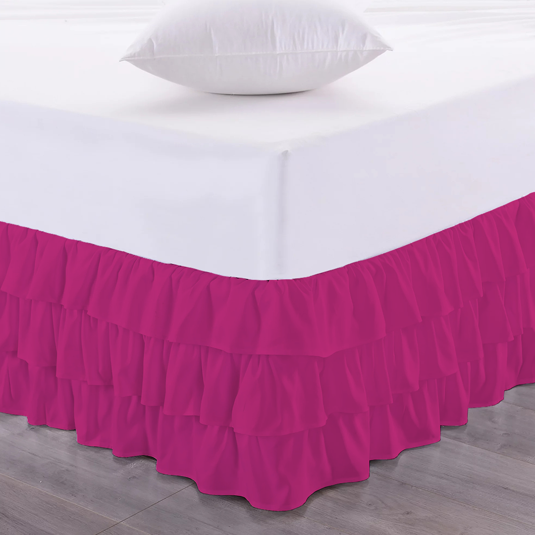 Hot Pink Multi Ruffle Bed Skirt Solid Comfy