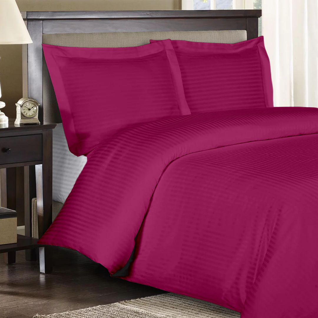 Hot Pink Stripe Duvet Cover Set Sateen Comfy