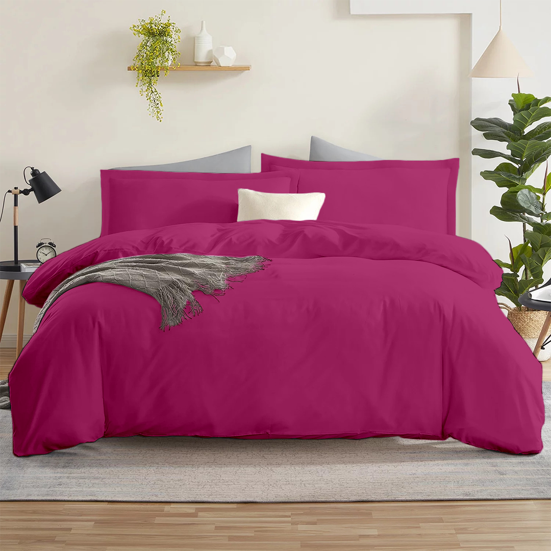 Hot Pink Duvet Cover Set Solid Comfy Sateen