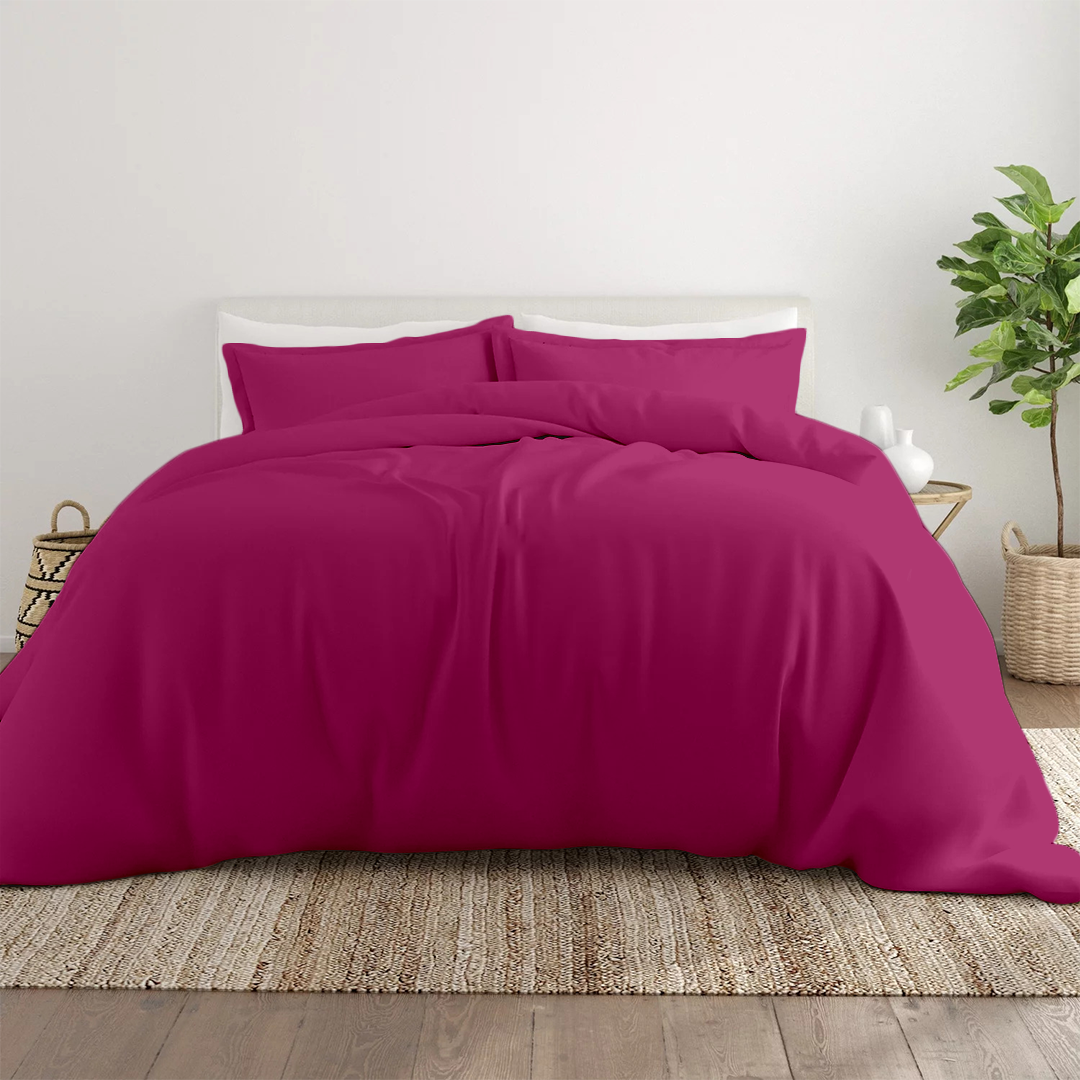 Hot Pink Duvet Cover Set Solid Comfy Sateen