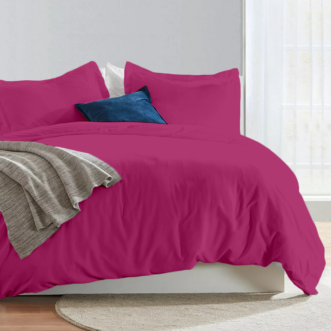 Hot Pink Duvet Cover Set Solid Comfy Sateen