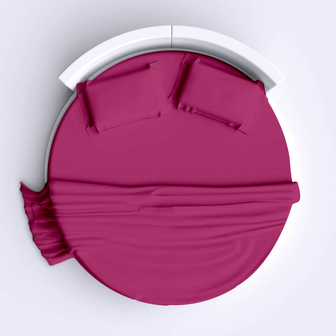 Hot Pink Round Bed Sheets Set Solid Comfy Sateen