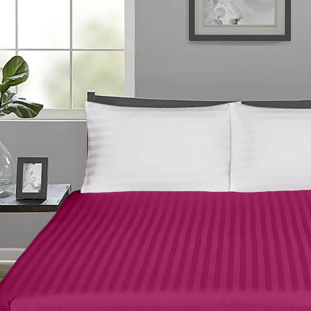 Hot Pink Stripe Fitted Sheet Comfy Sateen