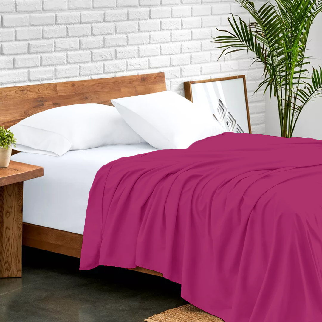 Hot Pink Flat Sheet Solid (Comfy 300TC)