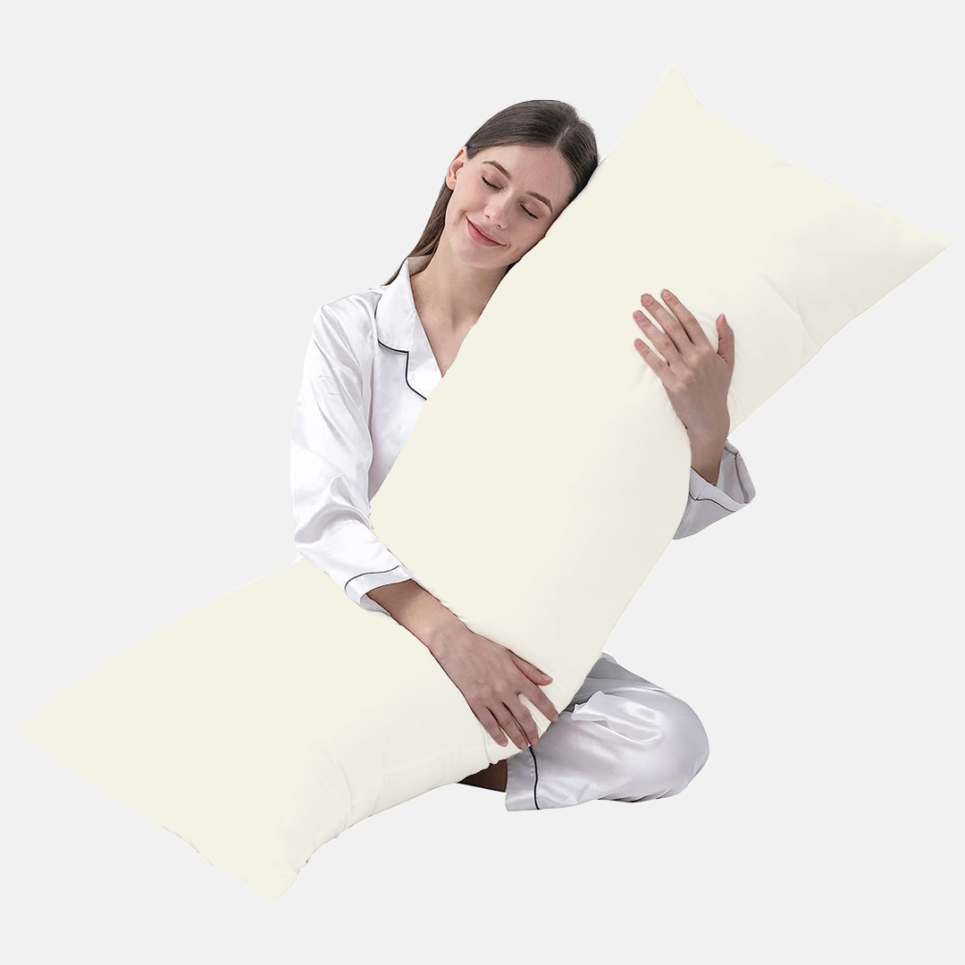 Cream Body Pillow Cover Solid Bliss Sateen