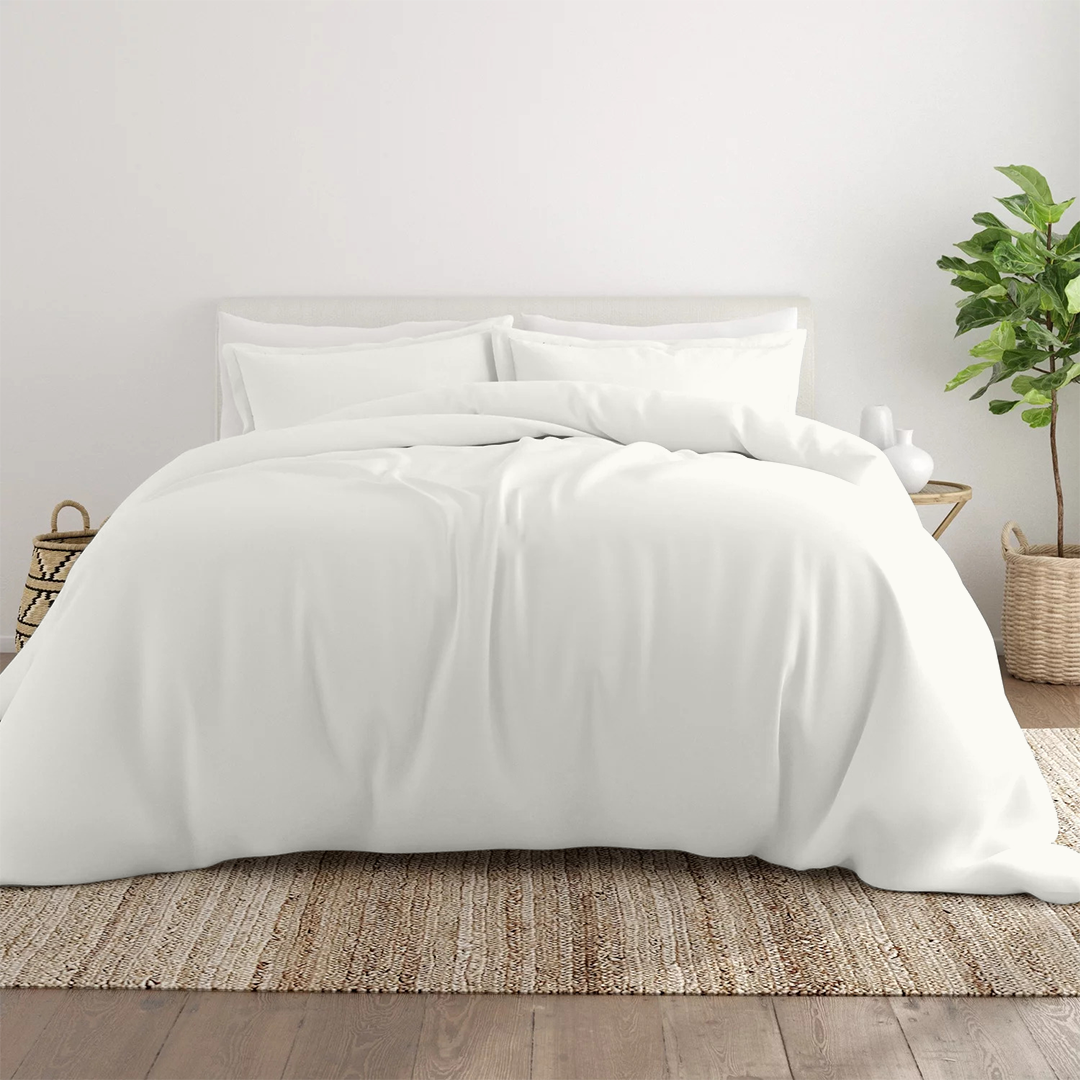 Ivory Duvet Cover Set Comfy Solid Sateen