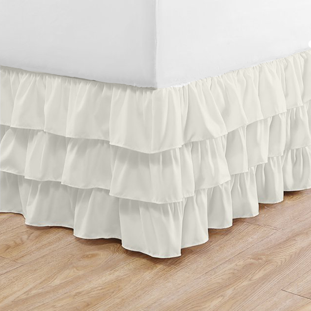 Ivory Multi Ruffle Bed Skirt Bliss Solid