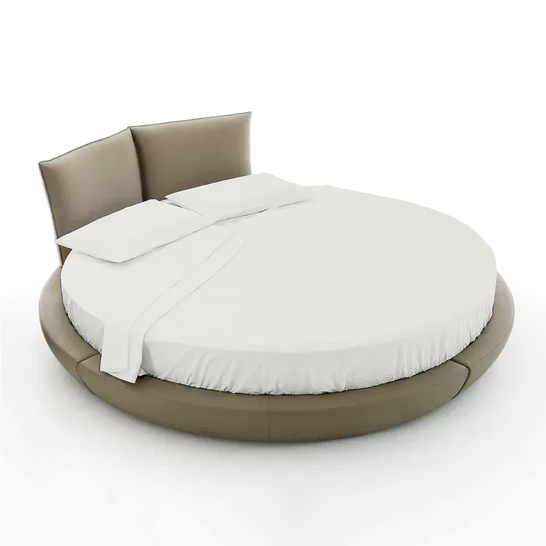 Ivory Round Bed Sheets Set Solid Bliss Sateen