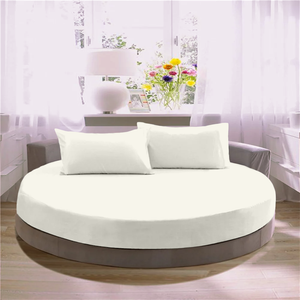 Ivory Round Fitted Sheet with Pillowcase Bliss Solid Sateen