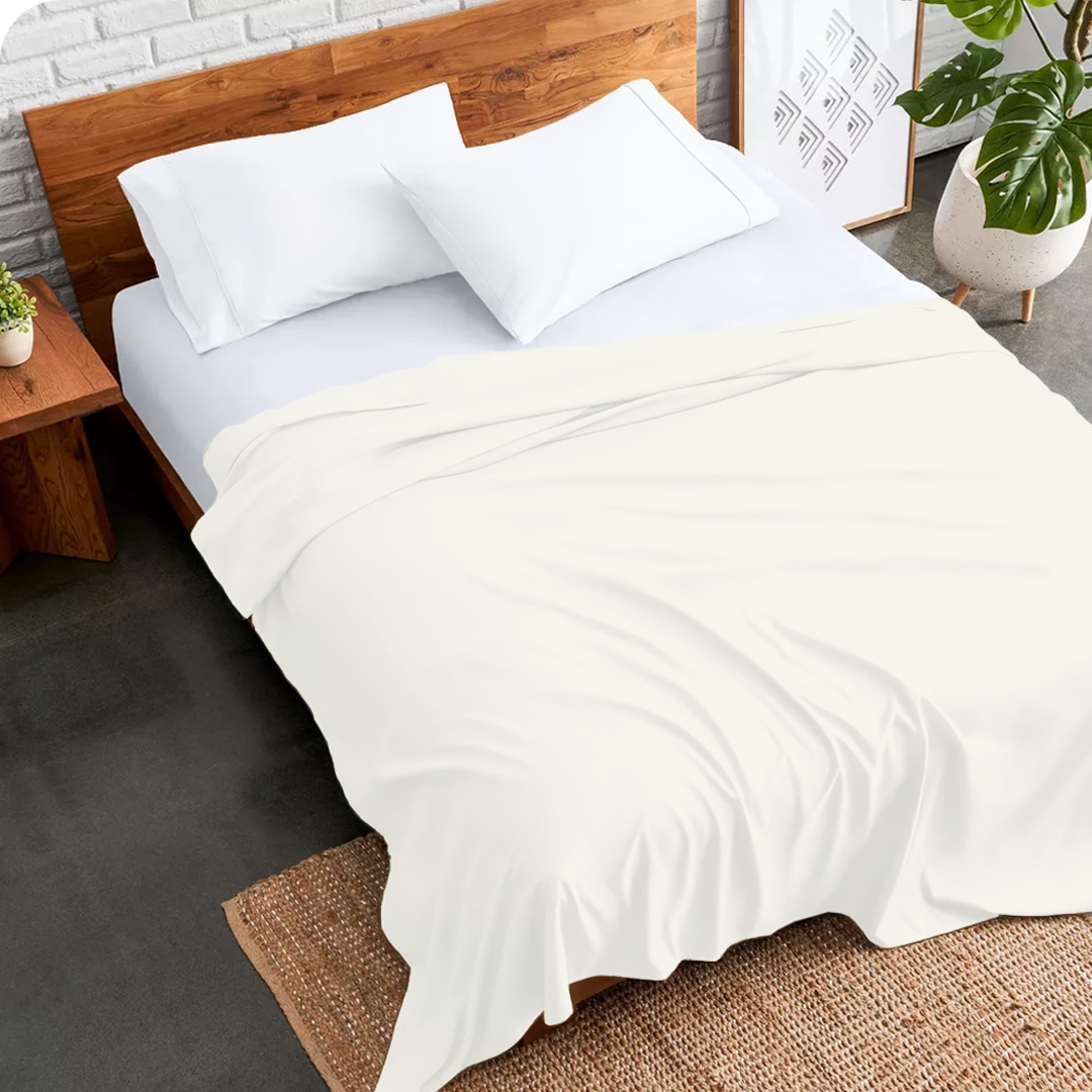 Bliss-Flat Sheet-Solid Sateen Ivory