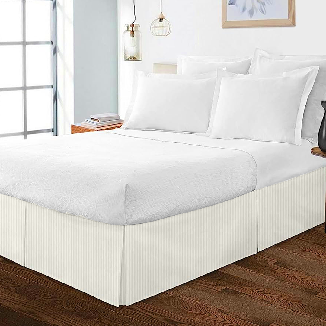 Ivory Striped Bed Skirt (Comfy 300TC)