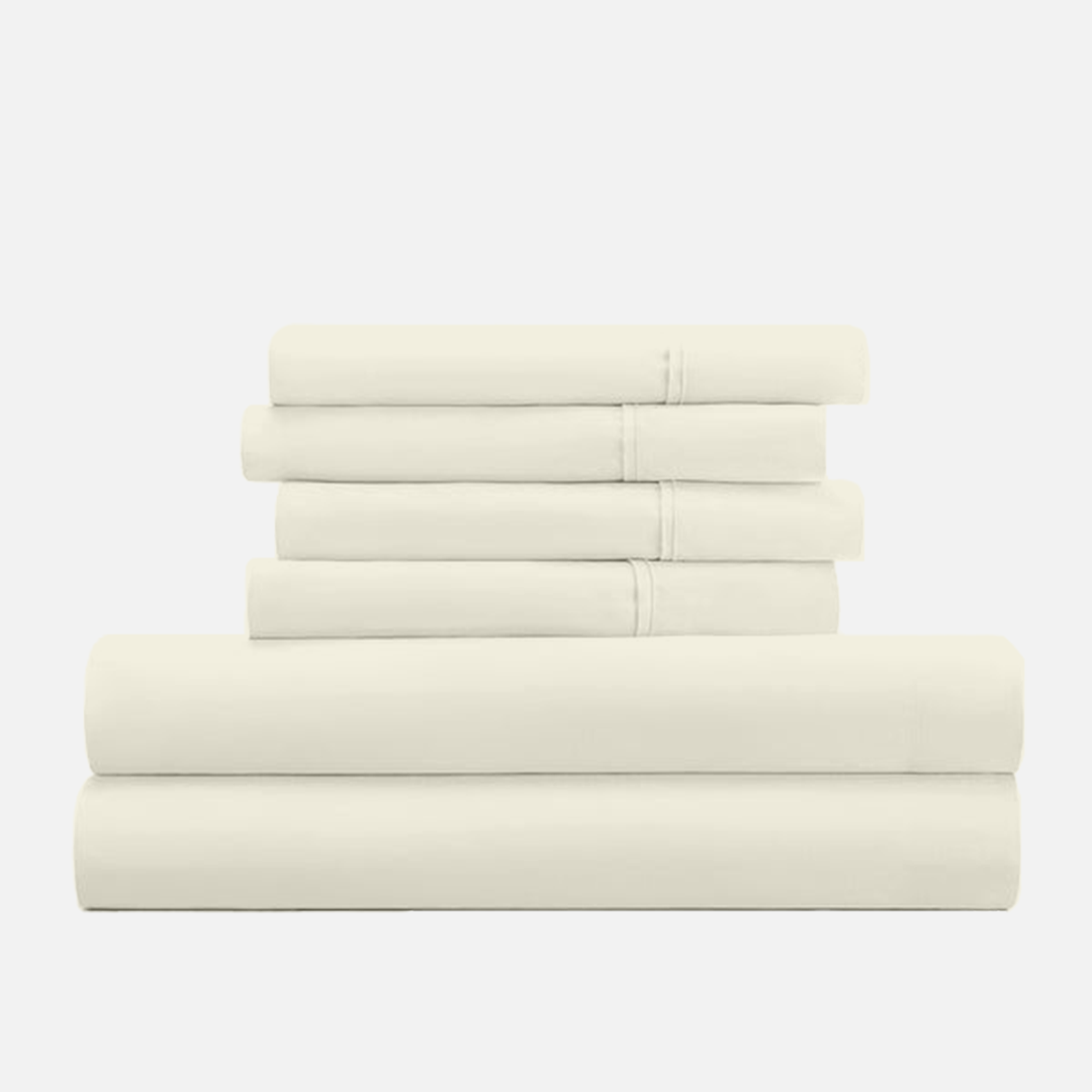 Ivory Sheet Set with Extra Pillowcase Solid Bliss Sateen