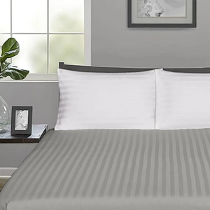 Light Grey Stripe Fitted Sheet Comfy Sateen