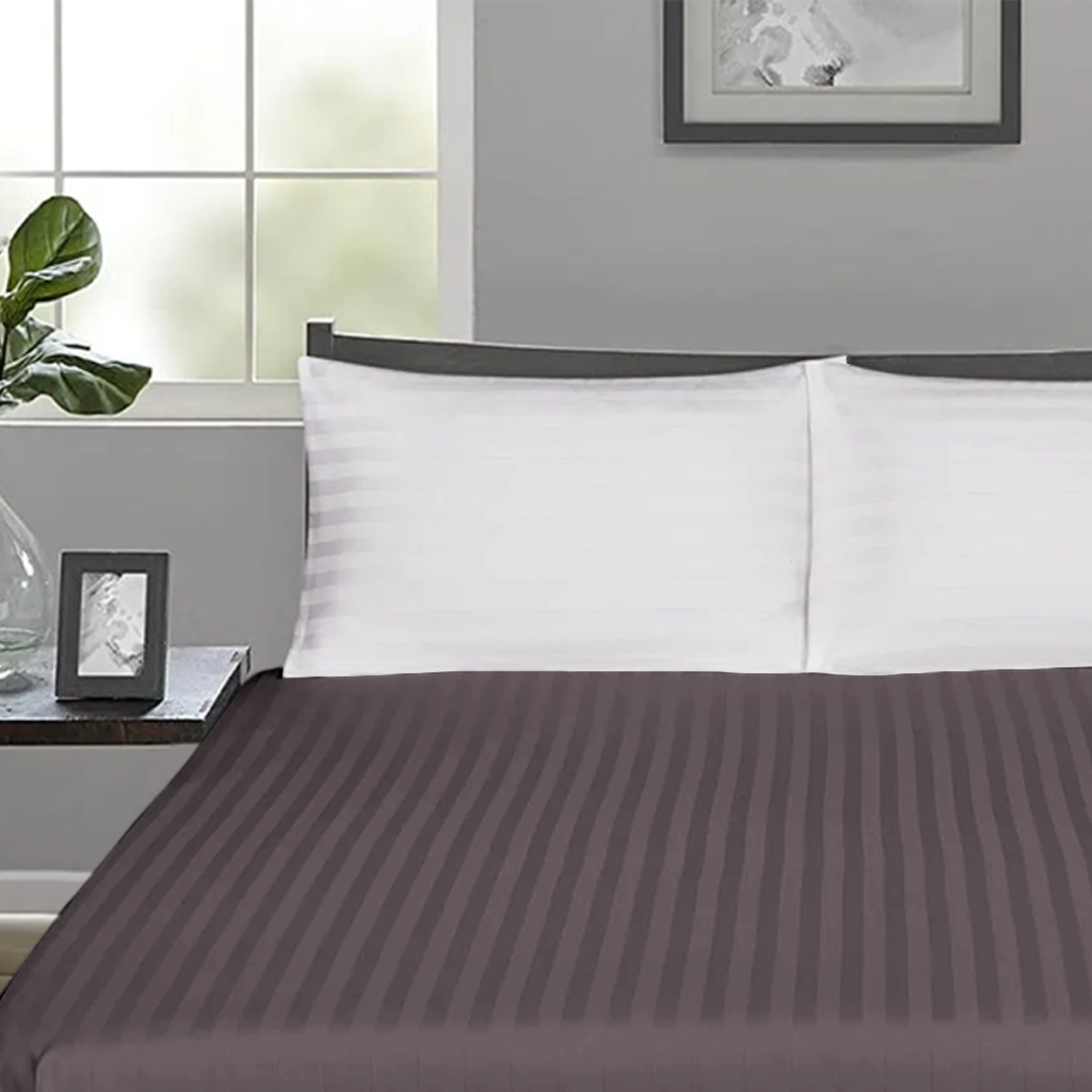 Lavender Fitted Sheet Stripe Sateen Comfy