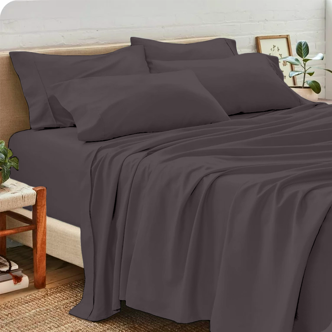 Lavender Sheet Set with Extra Pillowcases Solid Bliss Sateen