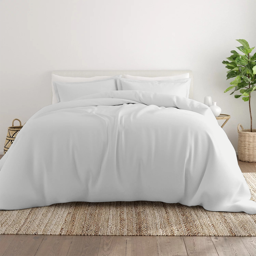 Light Grey Duvet Cover Set Comfy Solid Sateen