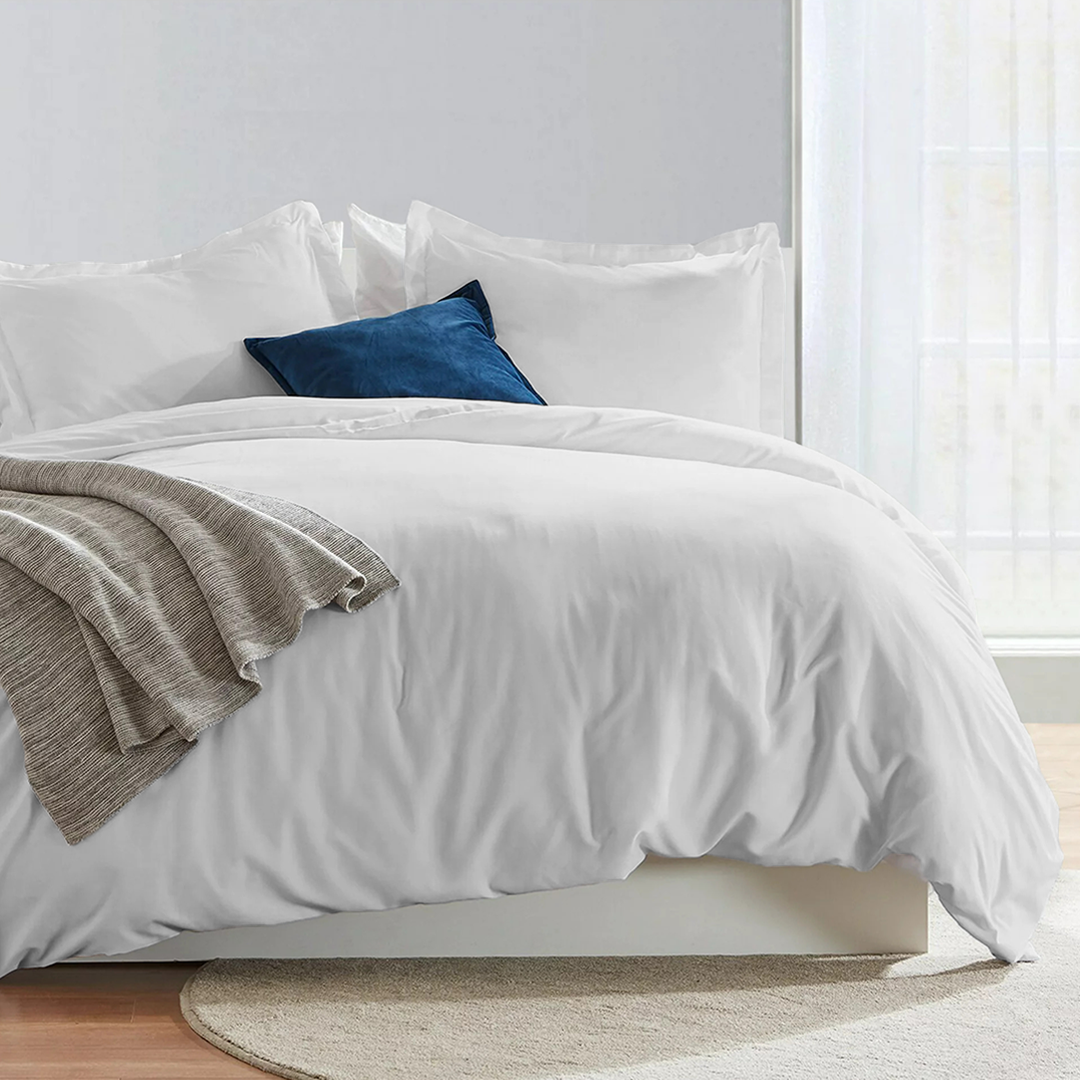 Light Grey Duvet Cover Set Comfy Solid Sateen