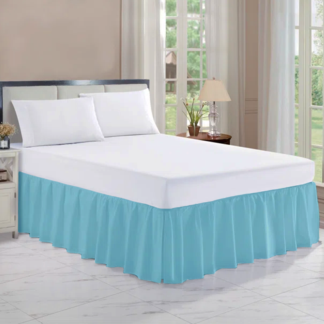 Light Blue Gathered Bed Skirt Solid Bliss