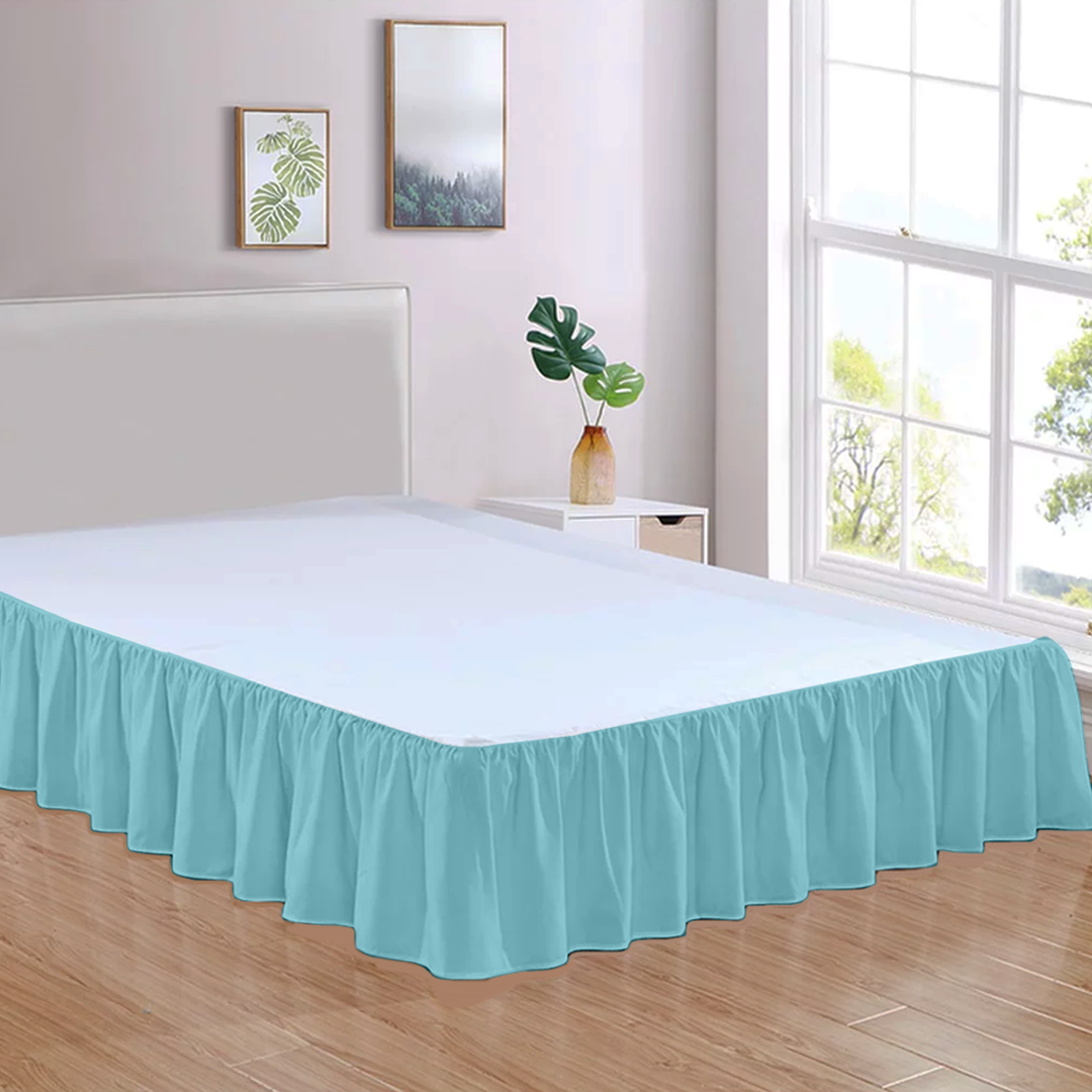 Light Blue Gathered Bed Skirt Solid Bliss