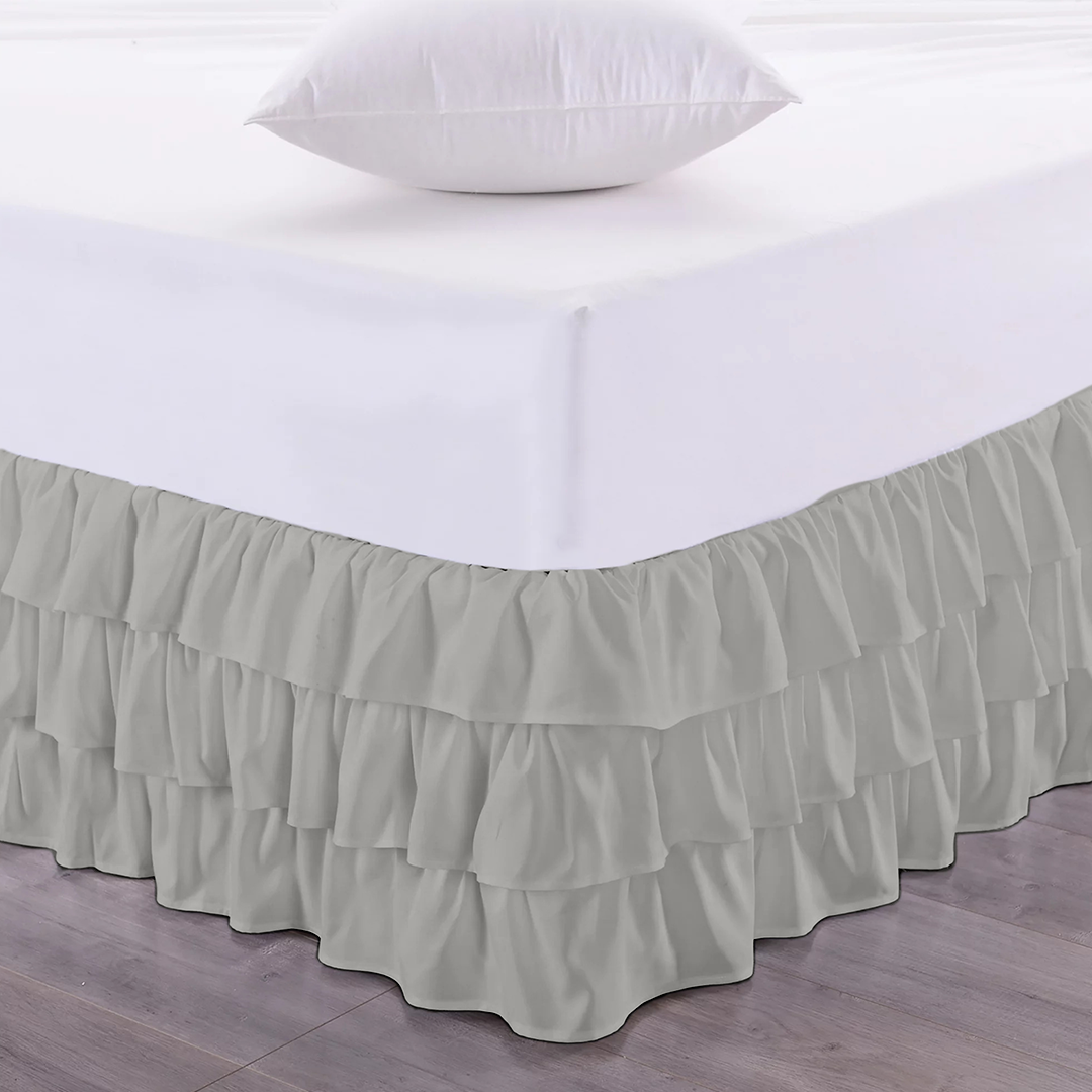 Light Grey Multi Ruffle Bed Skirt Bliss Solid