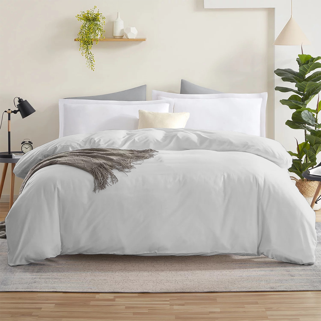 Light Grey Duvet Cover Solid Bliss Sateen