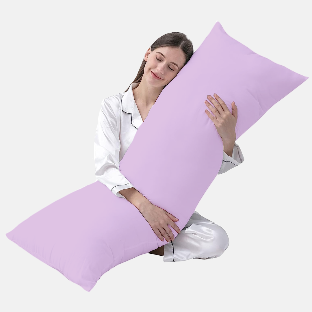 Lilac Body Pillow Cover Solid Comfy Sateen