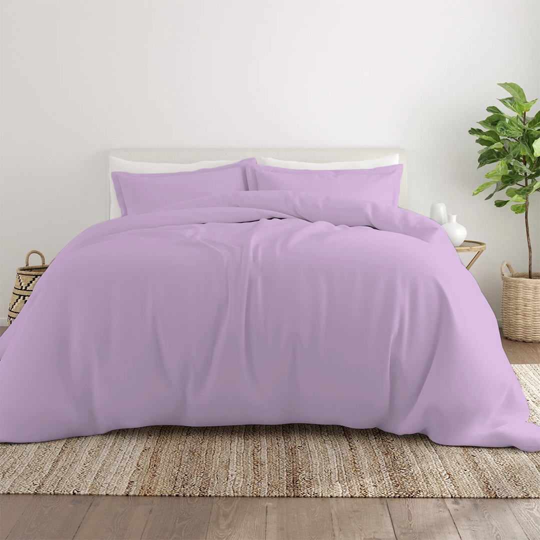 Lilac Duvet Cover Set Solid Comfy Sateen