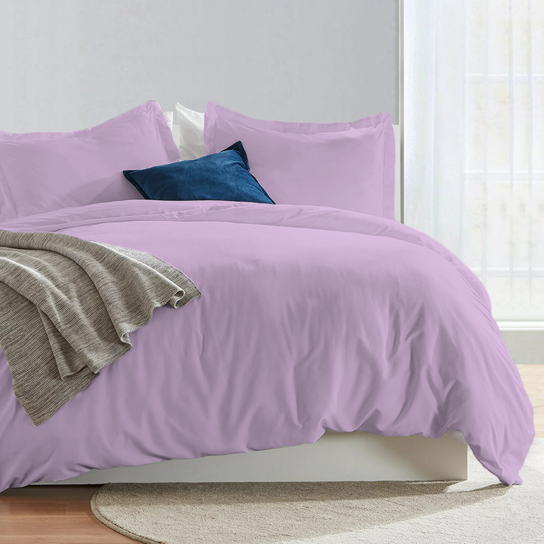 Lilac Duvet Cover Set Solid Comfy Sateen