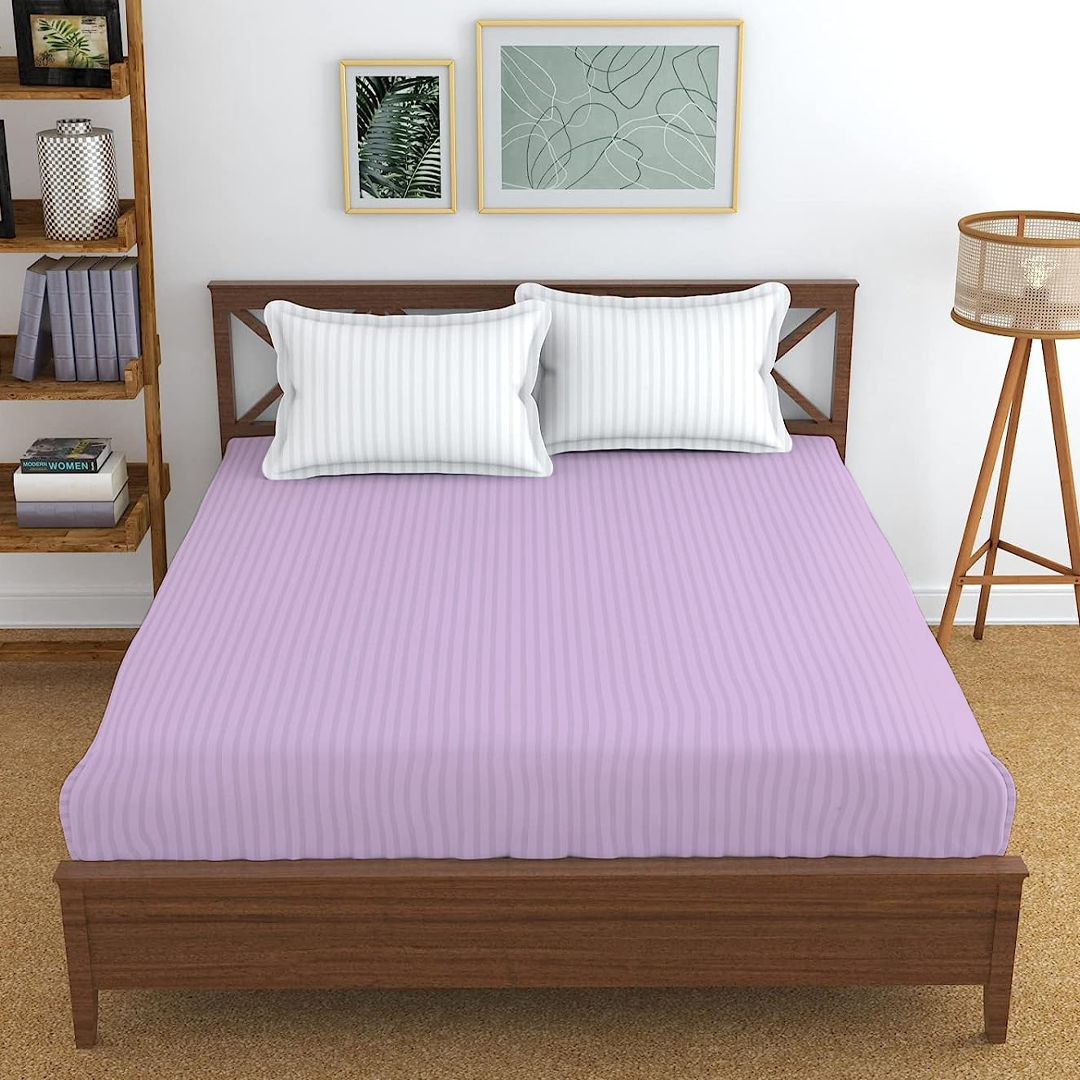 Lilac Stripe Fitted Sheet Comfy Sateen