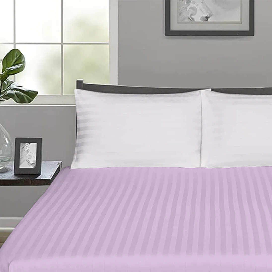 Lilac Stripe Fitted Sheet Comfy Sateen