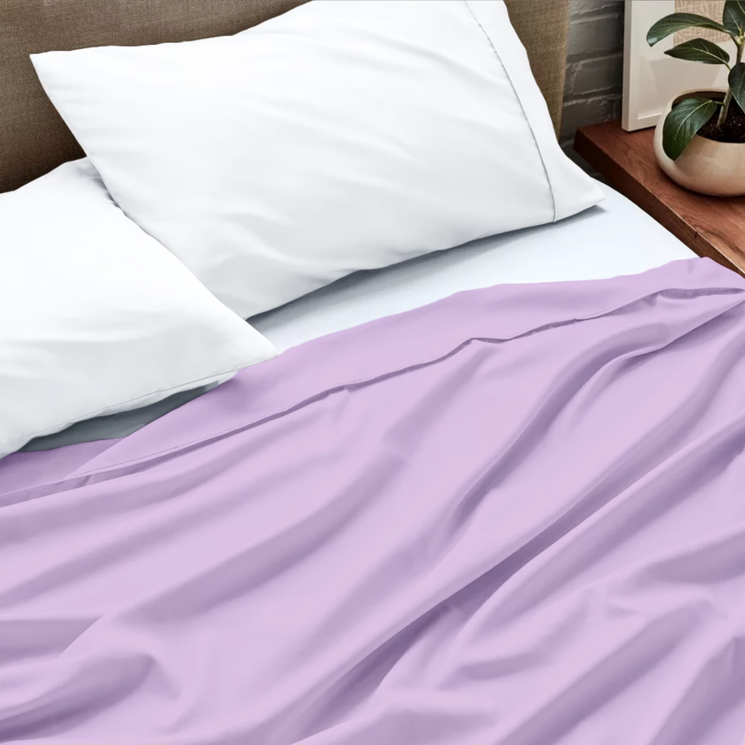 Lilac Flat Sheet Solid Comfy Sateen