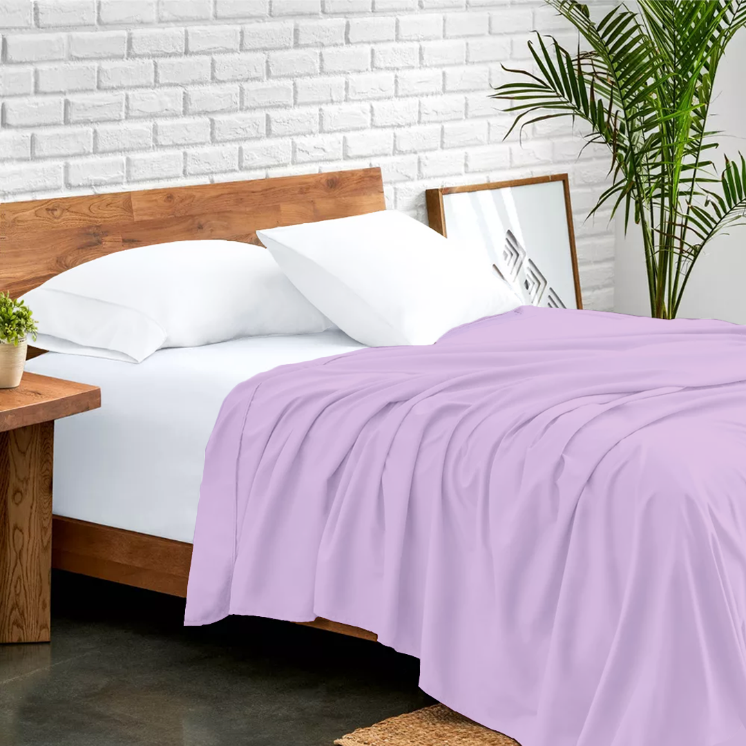 Lilac Flat Sheet Solid Comfy Sateen