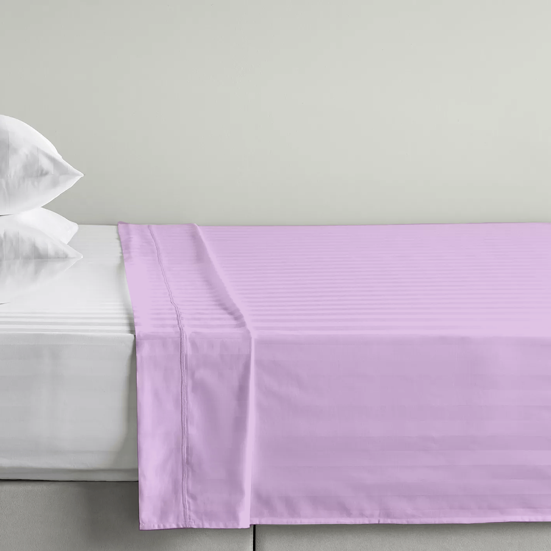 Lilac Stripe Flat Sheet Comfy Sateen