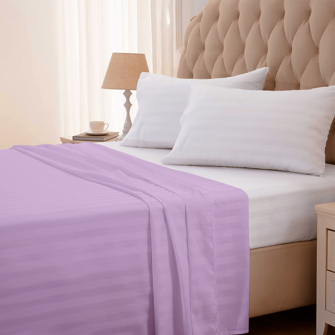 Lilac Stripe Flat Sheet Comfy Sateen