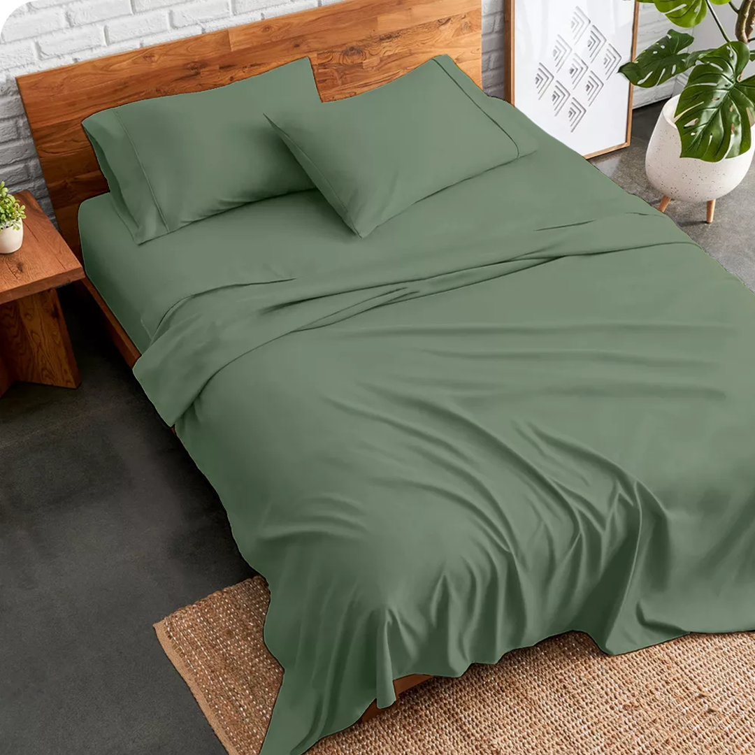 Moss Green Sheet Set Comfy Solid Sateen