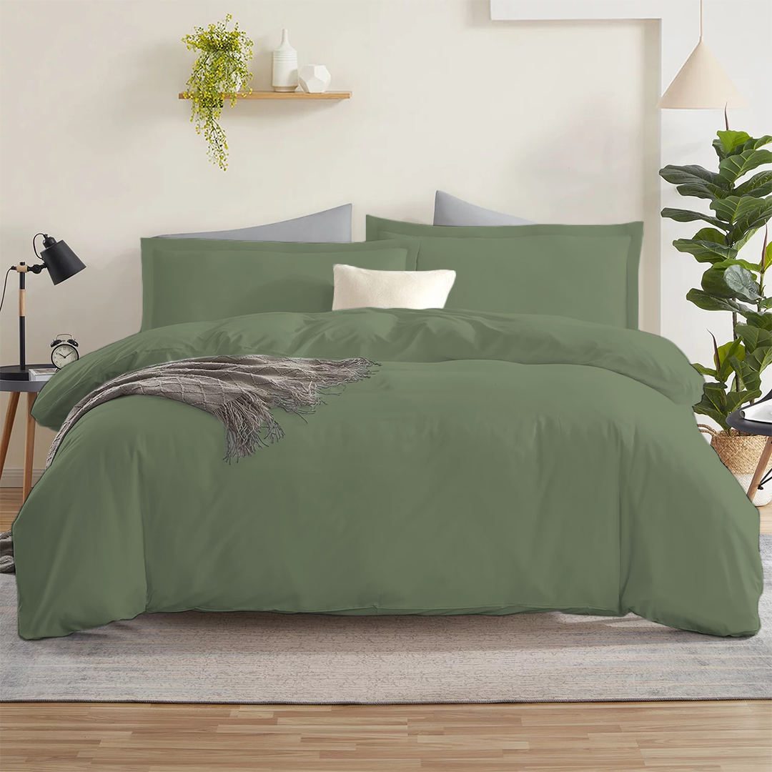 Moss Duvet Cover Set Solid Comfy Sateen