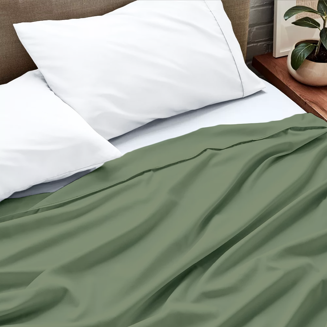 Moss Flat Sheet Solid Comfy Sateen