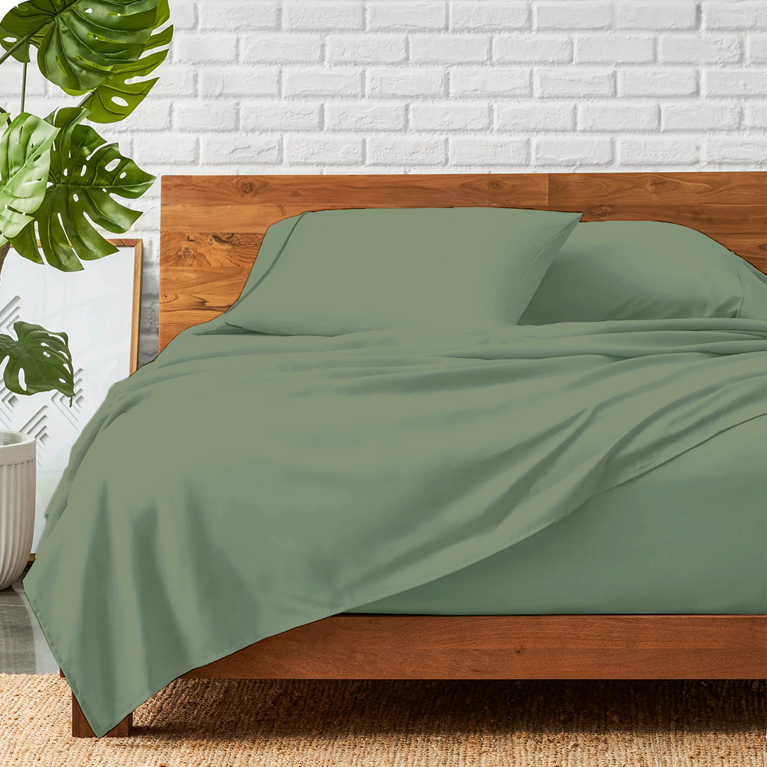 Moss Green Sheet Set Comfy Solid Sateen