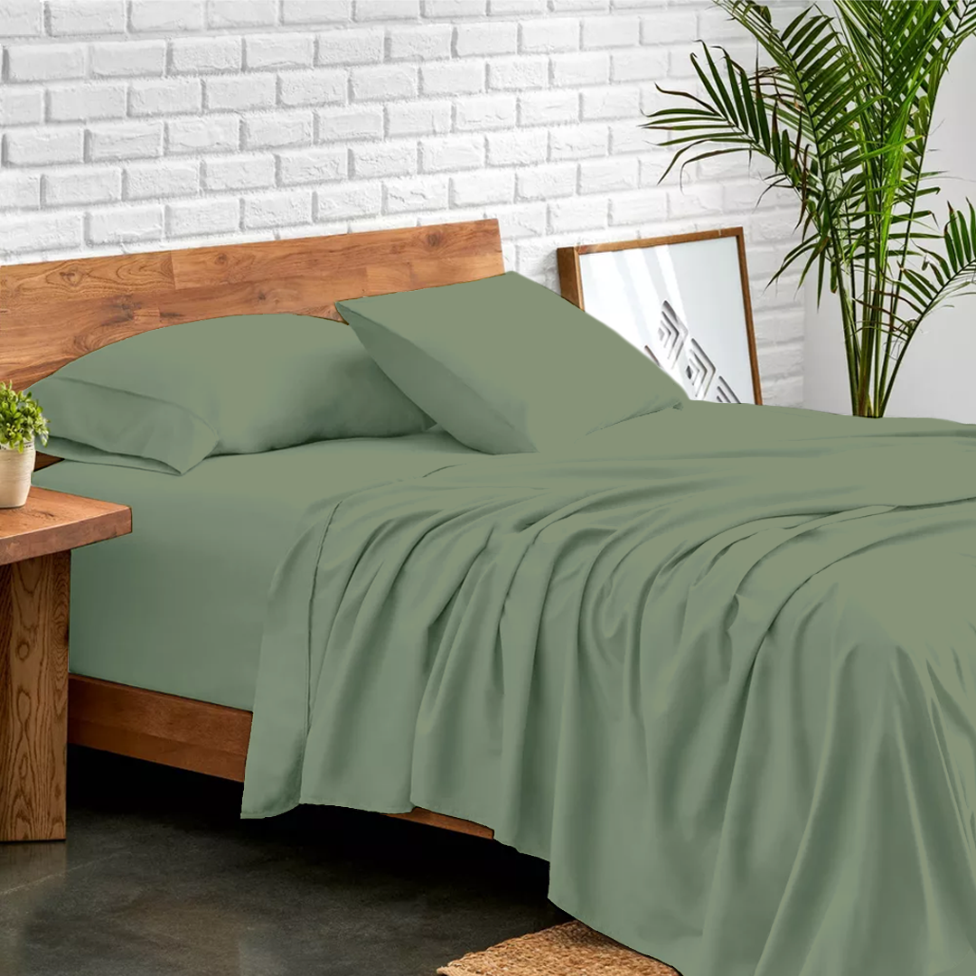 Moss Green Sheet Set Comfy Solid Sateen