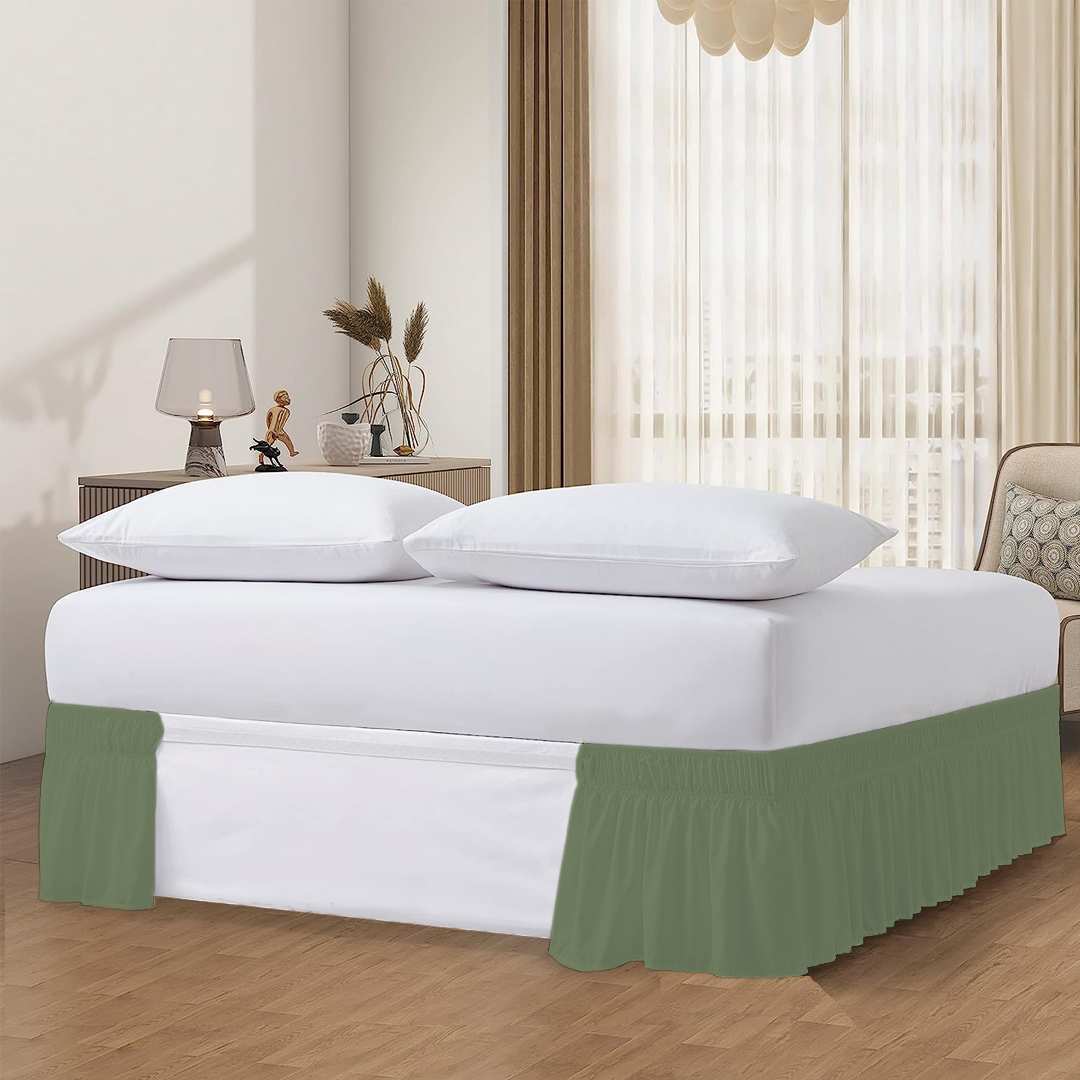 Moss Wrap Around Bed Skirt Solid Comfy Sateen