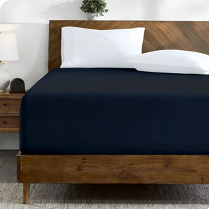 Navy Blue Fitted Sheet Solid Sateen Comfy