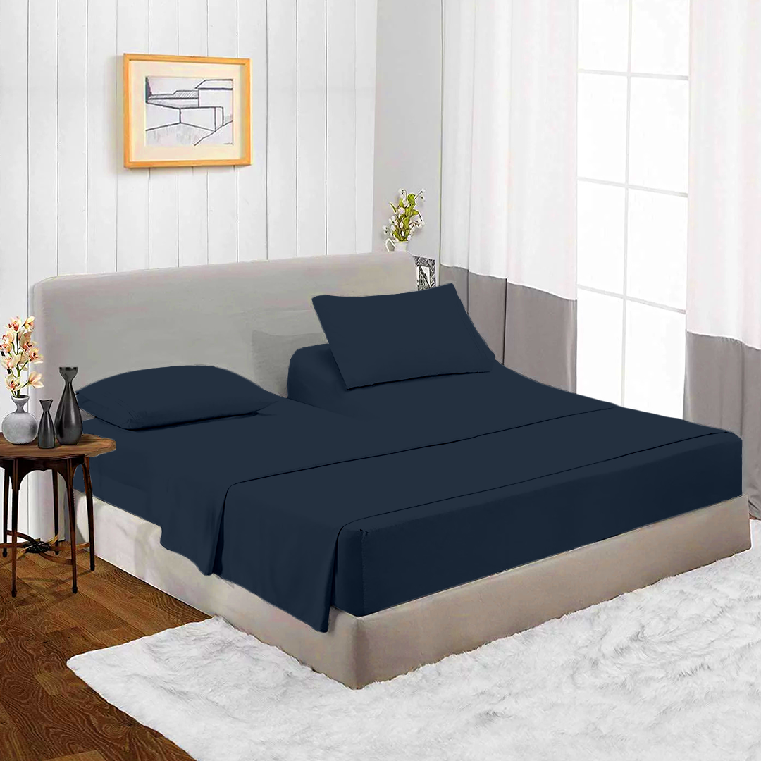 Navy Blue Top Split Sheet Set 34 Inches Solid  Bliss