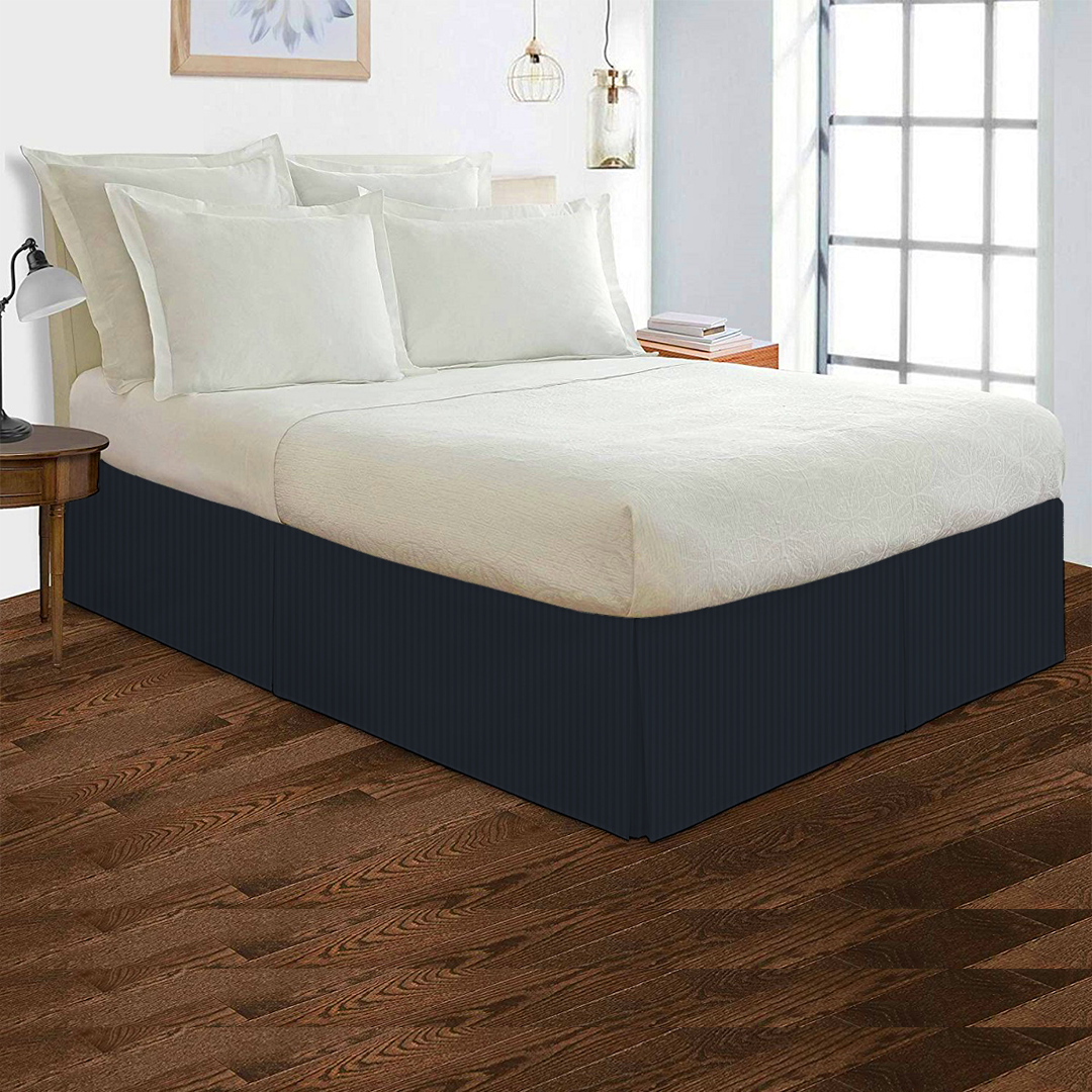 Navy Blue Striped Bed Skirt (Comfy - 300TC)