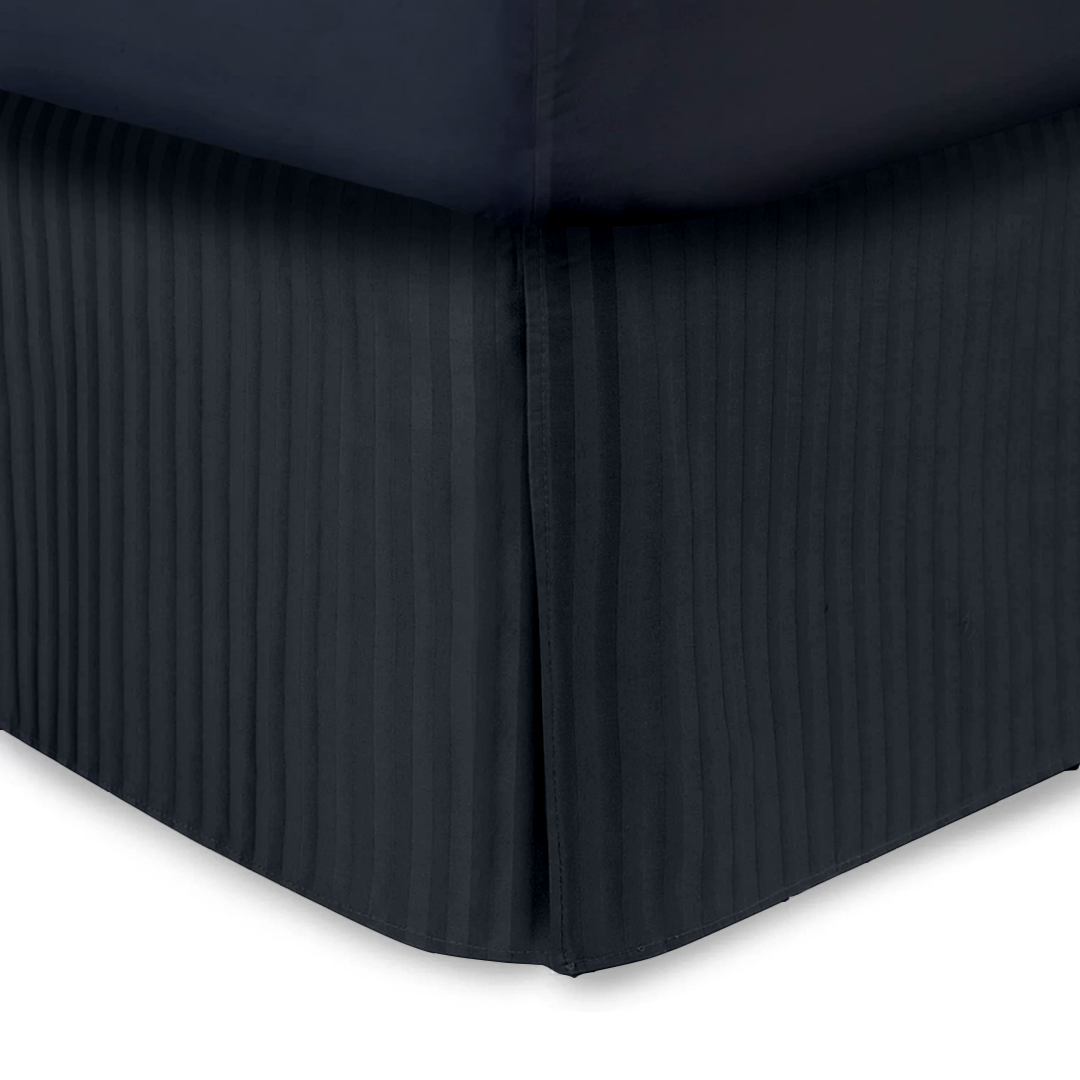 Navy Blue Striped Bed Skirt (Comfy - 300TC)