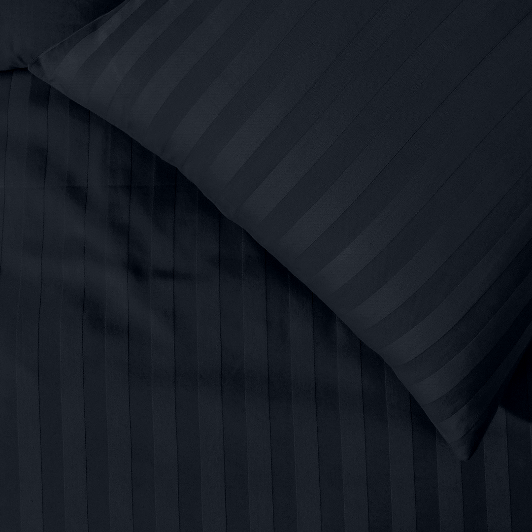 Navy Blue Stripe Duvet Cover Set Comfy Sateen